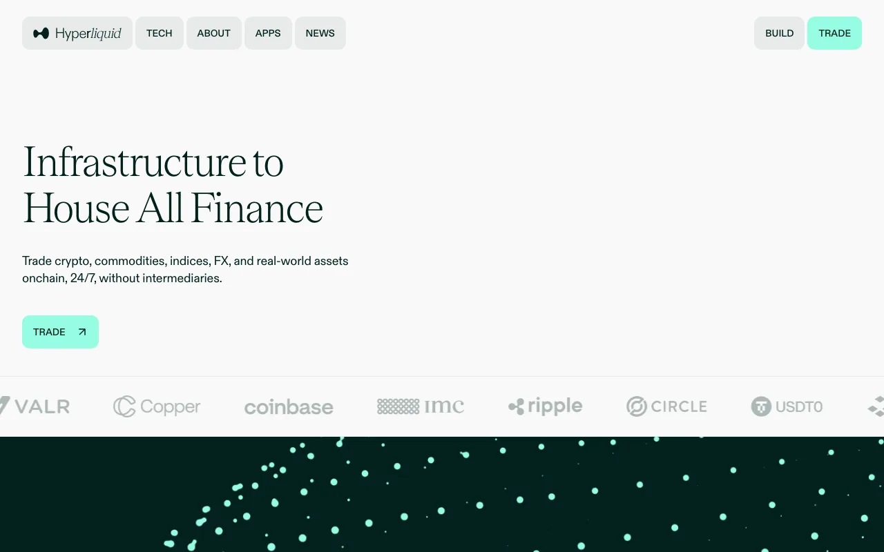 Screenshot of Hyperliquid's official site, captured Oct 12, 2026